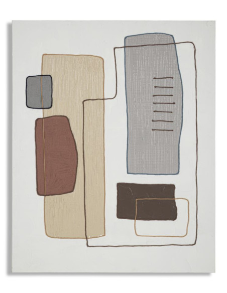 Toile murale peinte Motif géométrique Blanc crème Gris 80x100 Painty 