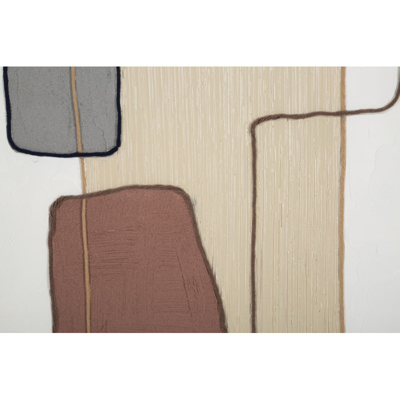 Toile murale peinte Motif géométrique Blanc crème Gris 80x100 Painty 