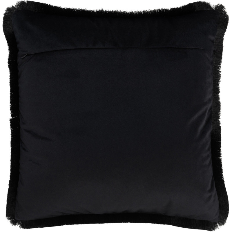Coussin Carré Alpha 45x45 en Polyester Noir Avec franges - 2
