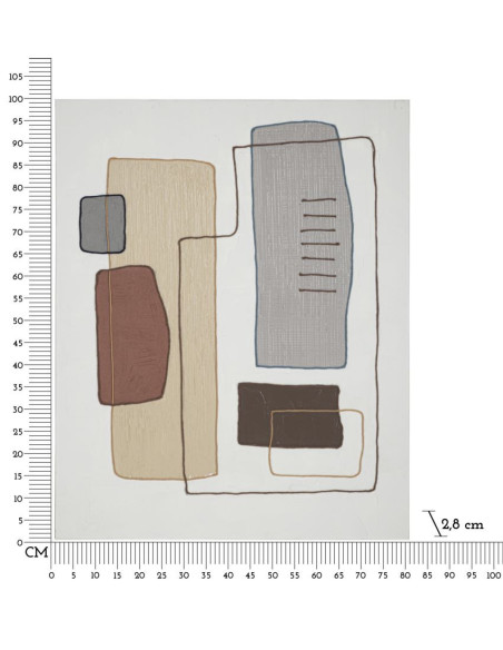 Toile murale peinte Motif géométrique Blanc crème Gris 80x100 Painty 