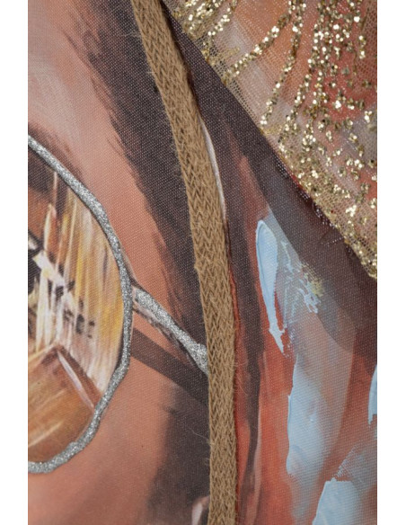 Toile murale et peinte Femme avec lunettes de soleil Beige Marron Doré 70x100 Jennifer 