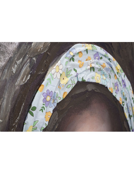 Toile murale imprimée et peinte Femme africaine Gris Marron Doré 100x100 Naomi 