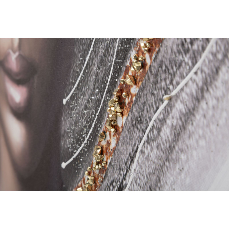 Toile murale imprimée et peinte Femme africaine Gris Marron Doré 100x100 Naomi 