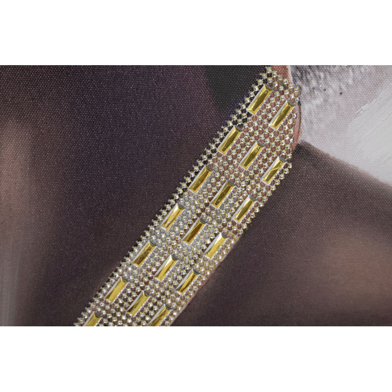 Toile murale imprimée et peinte Femme africaine Gris Marron Doré 100x100 Naomi 