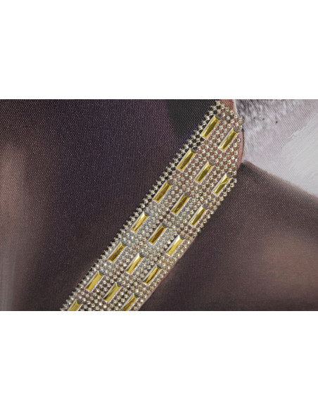 Toile murale imprimée et peinte Femme africaine Gris Marron Doré 100x100 Naomi 