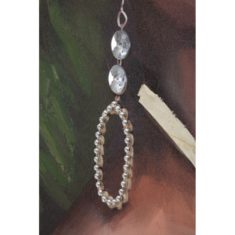 Toile murale imprimée et peinte Femme africaine Vert Marron Jaune 90x120 Kelly 