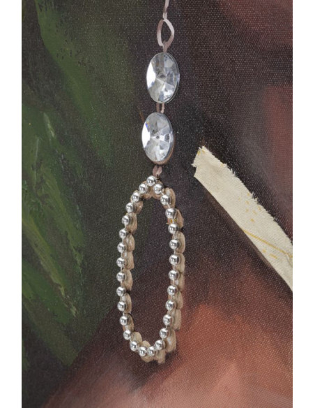 Toile murale imprimée et peinte Femme africaine Vert Marron Jaune 90x120 Kelly 