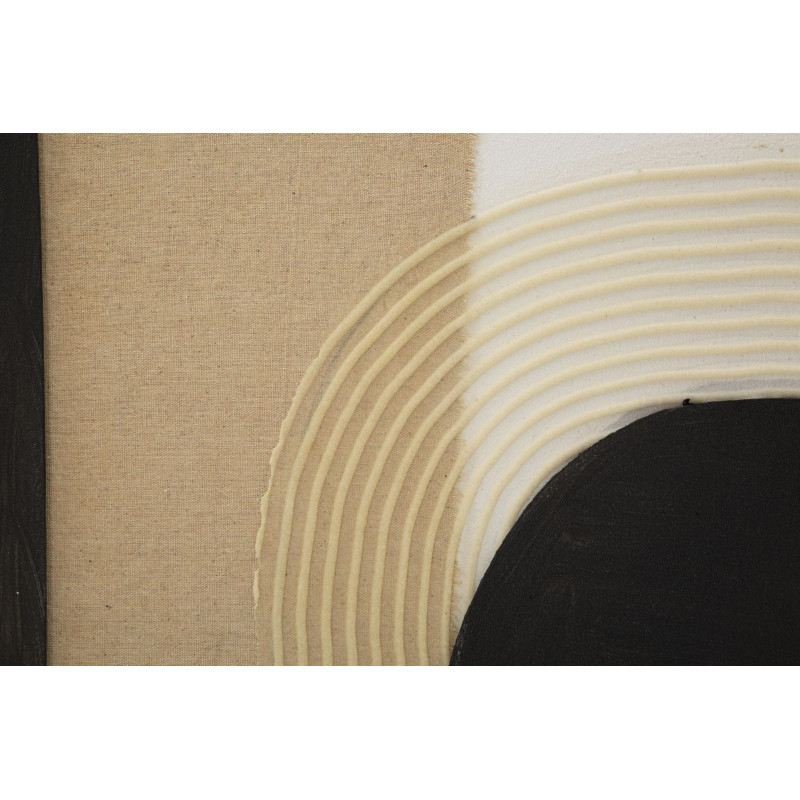 Toile murale imprimée et peinte Motif géométrique Beige Noir Blanc crème 80x100 Lofty 