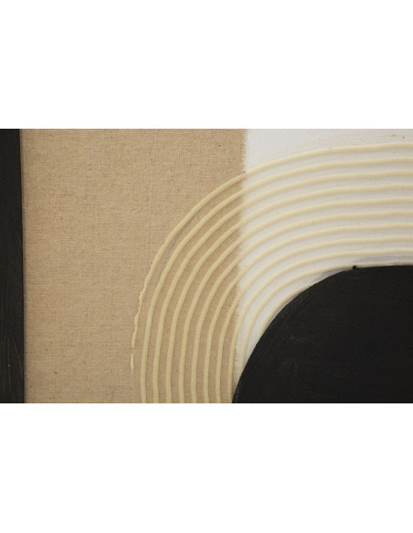 Toile murale imprimée et peinte Motif géométrique Beige Noir Blanc crème 80x100 Lofty 