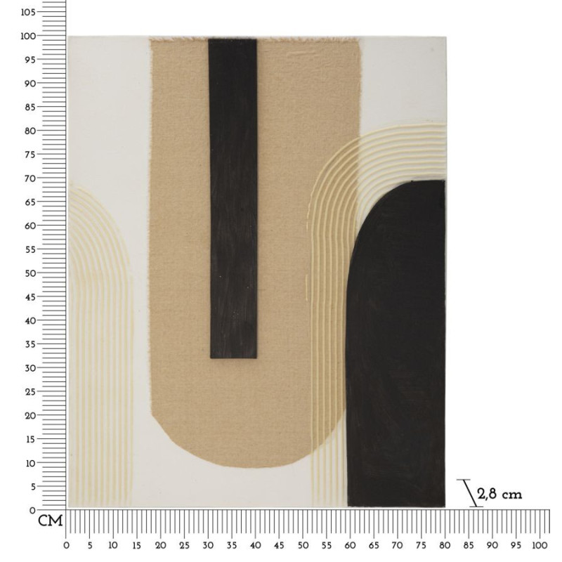 Toile murale imprimée et peinte Motif géométrique Beige Noir Blanc crème 80x100 Lofty 