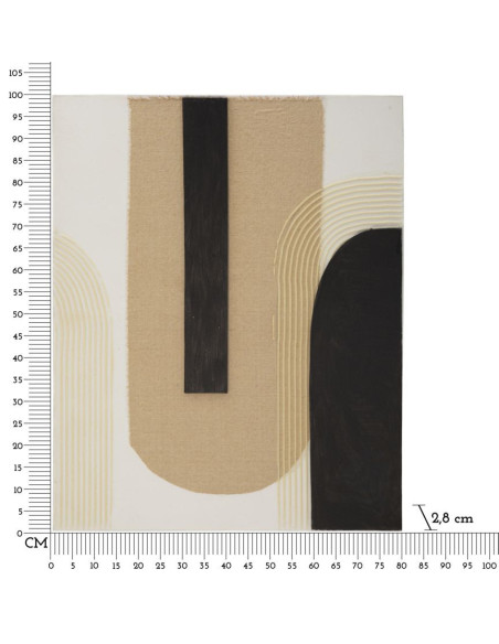 Toile murale imprimée et peinte Motif géométrique Beige Noir Blanc crème 80x100 Lofty 