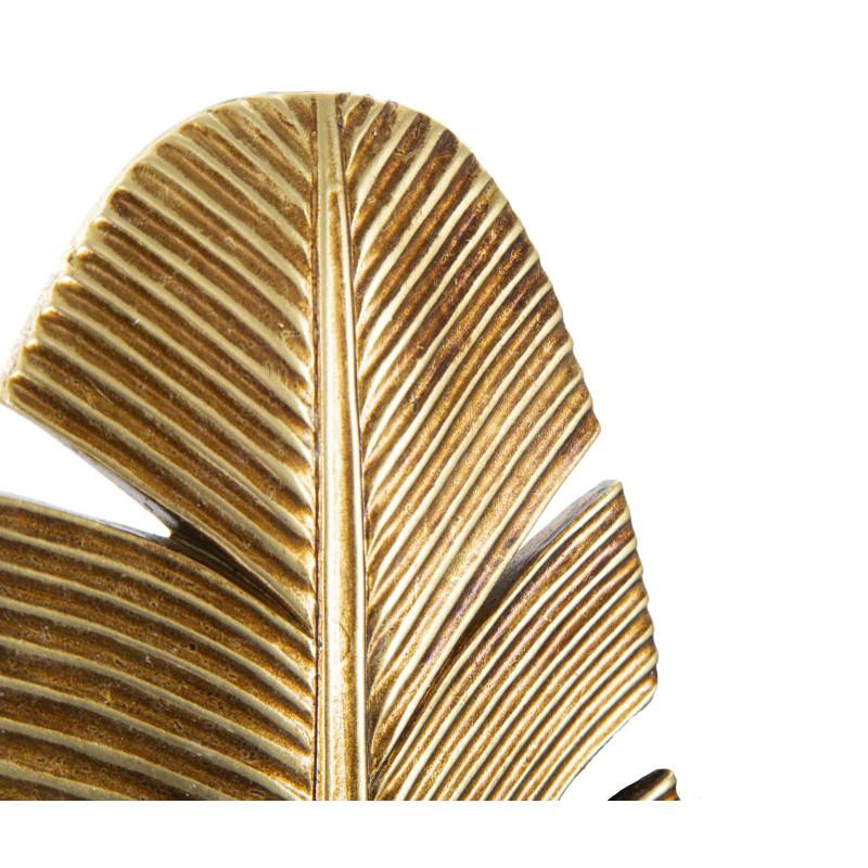 Bougeoir mural moderne Feuille Hauteur 31 cm en Résine Doré Métal Noir Xylor 