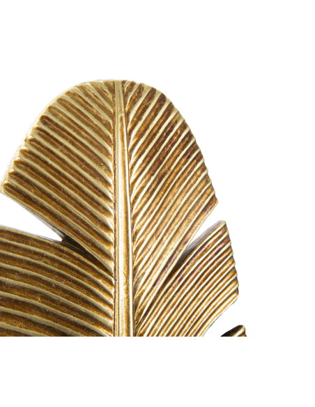 Bougeoir mural moderne Feuille Hauteur 31 cm en Résine Doré Métal Noir Xylor 