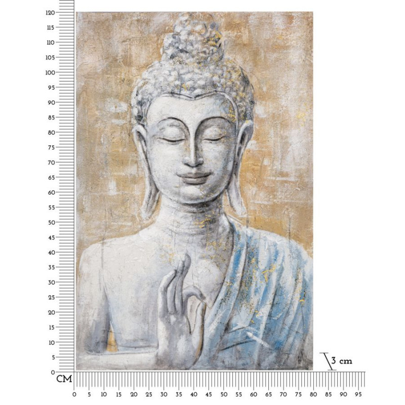 Toile murale et peinte Bouddha Gris Doré Bleu 80x120 Buddha 