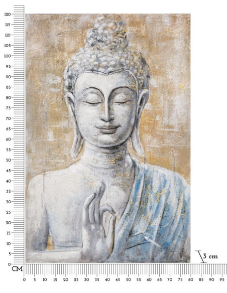 Toile murale et peinte Bouddha Gris Doré Bleu 80x120 Buddha 