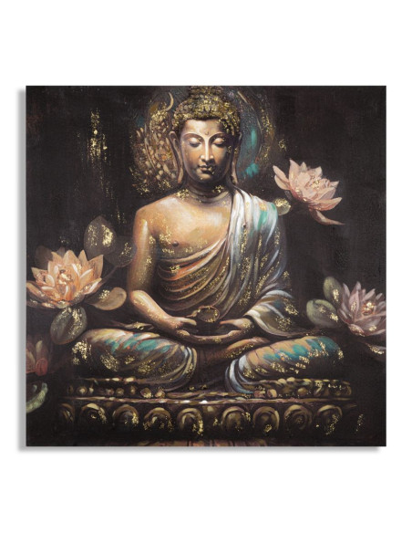 Toile murale et peinte Bouddha assis Doré Marron Rose 100x100 Buddha 