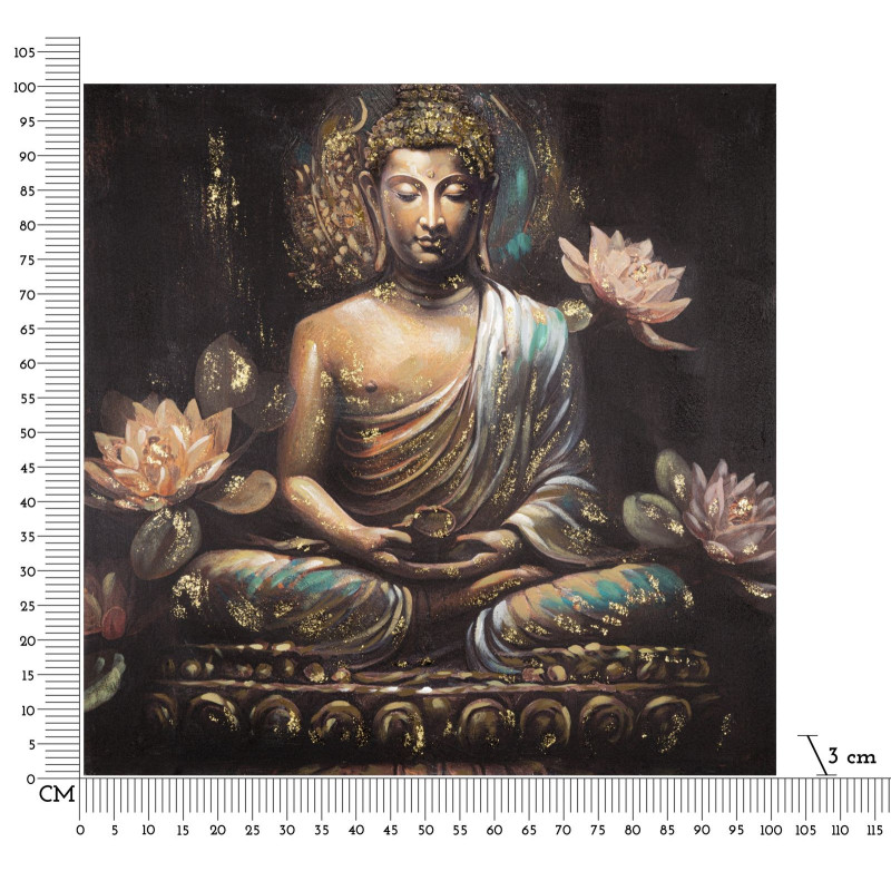 Toile murale et peinte Bouddha assis Doré Marron Rose 100x100 Buddha 