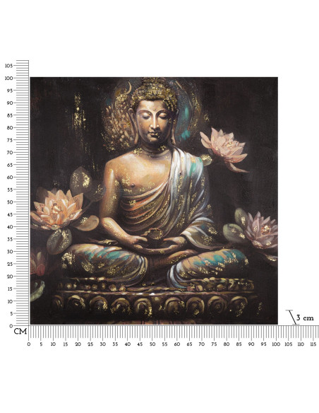 Toile murale et peinte Bouddha assis Doré Marron Rose 100x100 Buddha 