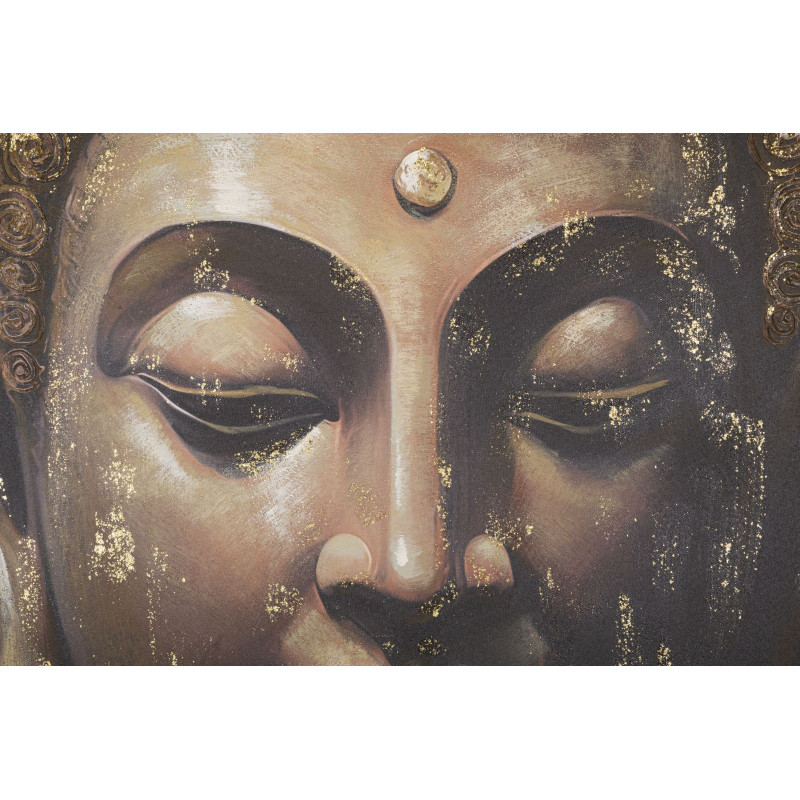 Toile murale et peinte Visage de Bouddha Doré Marron Noir 100x100 Buddha 