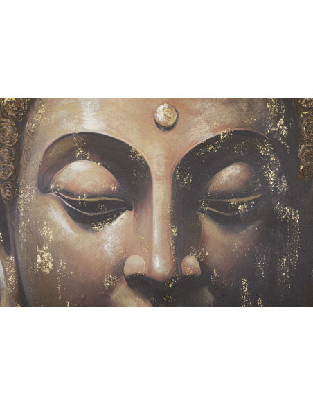 Toile murale et peinte Visage de Bouddha Doré Marron Noir 100x100 Buddha 
