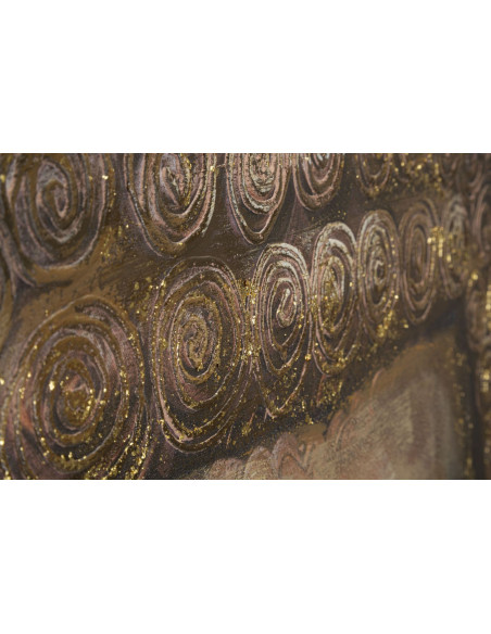 Toile murale et peinte Visage de Bouddha Doré Marron Noir 100x100 Buddha 