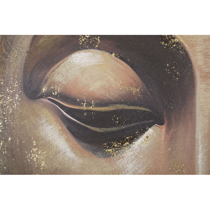Toile murale et peinte Visage de Bouddha Doré Marron Noir 100x100 Buddha 