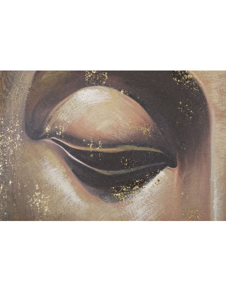 Toile murale et peinte Visage de Bouddha Doré Marron Noir 100x100 Buddha 
