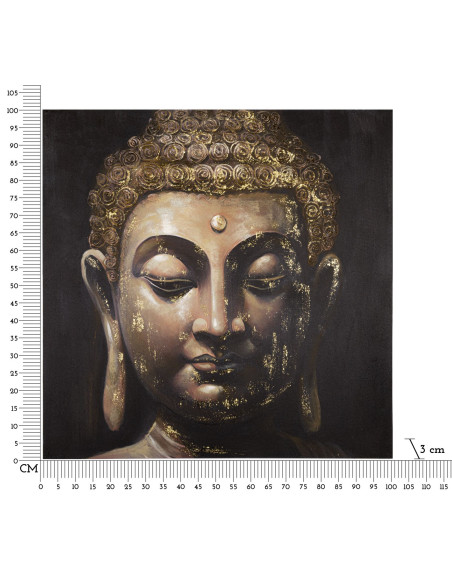Toile murale et peinte Visage de Bouddha Doré Marron Noir 100x100 Buddha 