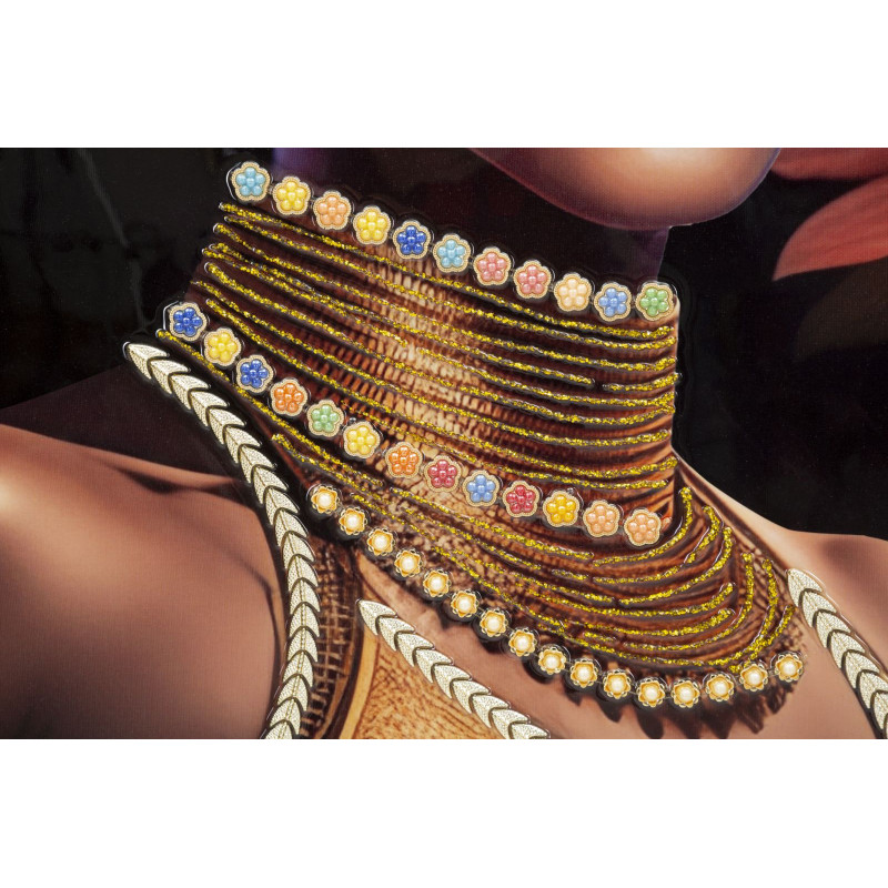 Grande Toile murale imprimée et peinte Femme avec fleurs 72x102 Beige Rose Rose Cadre Bois de sapin Doré Zena 