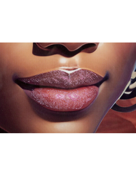 Grande Toile murale imprimée et peinte Femme avec fleurs 72x102 Beige Rose Rose Cadre Bois de sapin Doré Zena 