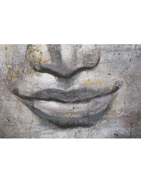 Toile murale et peinte Visage de Bouddha Gris Doré Bleu 80x120 Buddha 