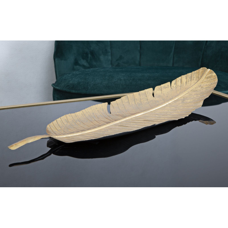 Grand vide poche moderne Feuille 55x18 en Métal Doré Melva 