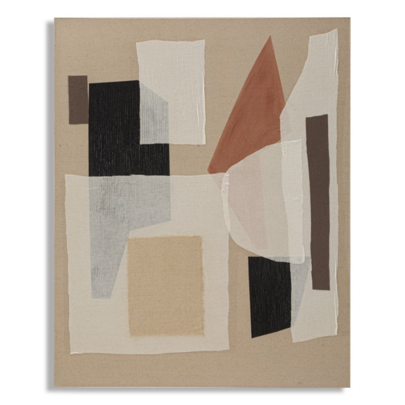 Toile murale imprimée et peinte Motif abstrait Beige Blanc crème Terracotta 80x100 Redy 