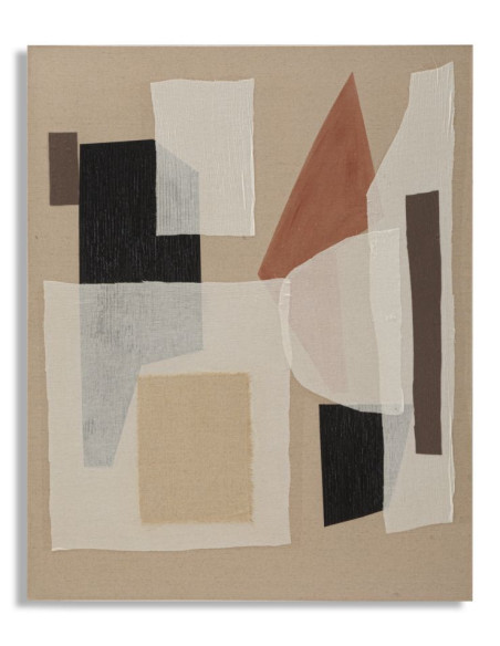 Toile murale imprimée et peinte Motif abstrait Beige Blanc crème Terracotta 80x100 Redy 