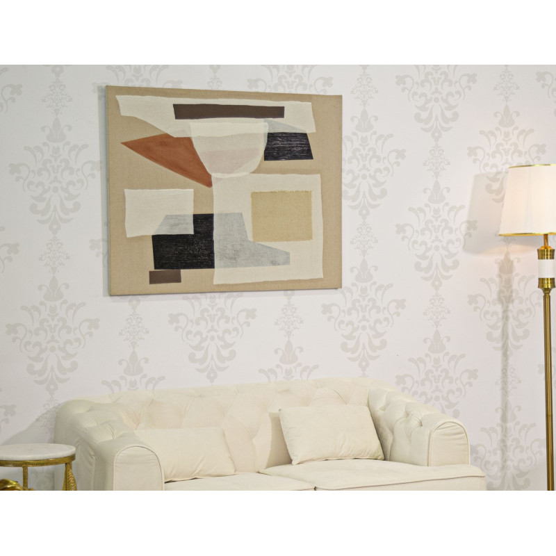 Toile murale imprimée et peinte Motif abstrait Beige Blanc crème Terracotta 80x100 Redy 