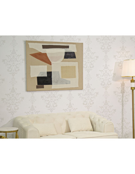 Toile murale imprimée et peinte Motif abstrait Beige Blanc crème Terracotta 80x100 Redy 