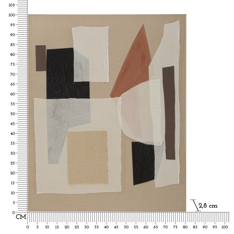 Toile murale imprimée et peinte Motif abstrait Beige Blanc crème Terracotta 80x100 Redy 