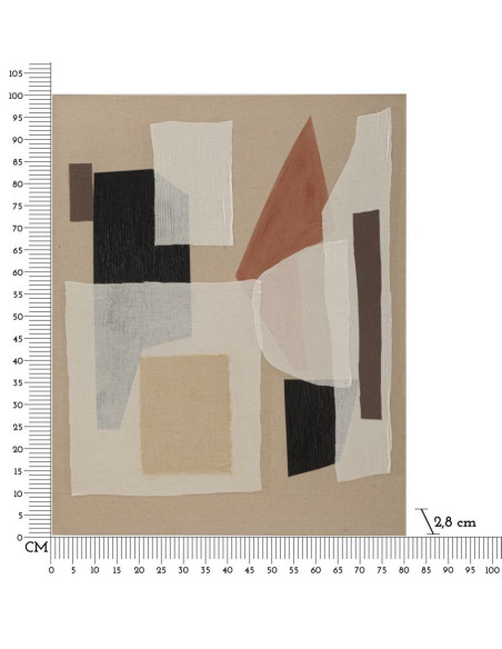 Toile murale imprimée et peinte Motif abstrait Beige Blanc crème Terracotta 80x100 Redy 