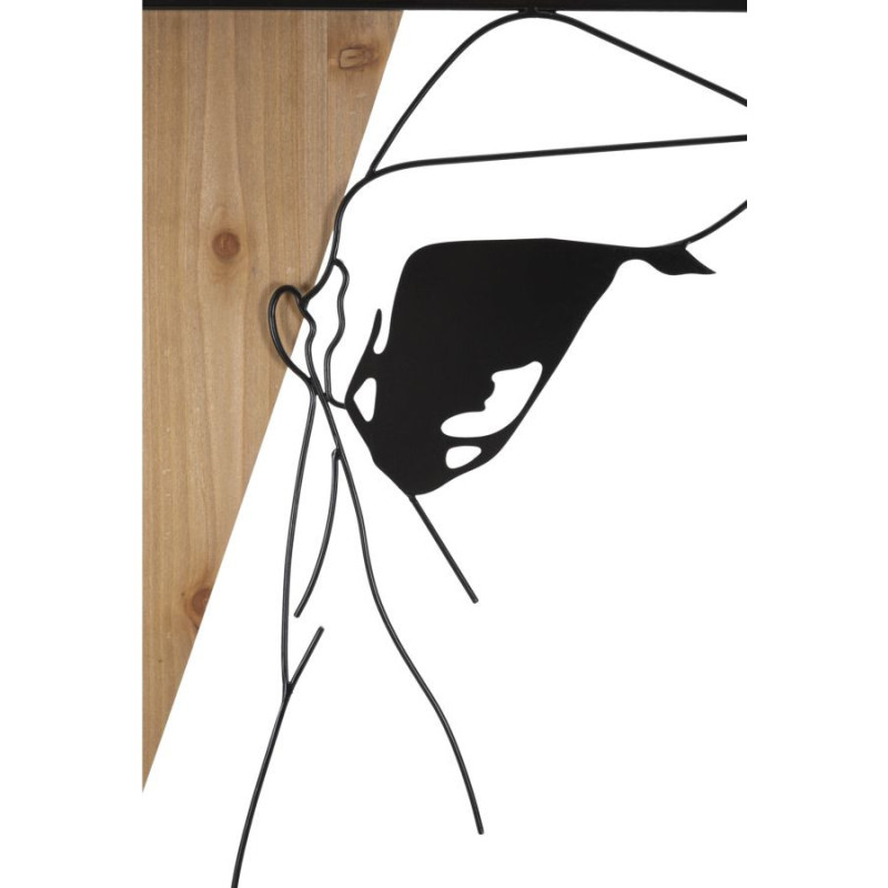 Déco murale moderne Femme Effeuillage 50x90 en Métal Noir Bois Naturel Elyra - 2