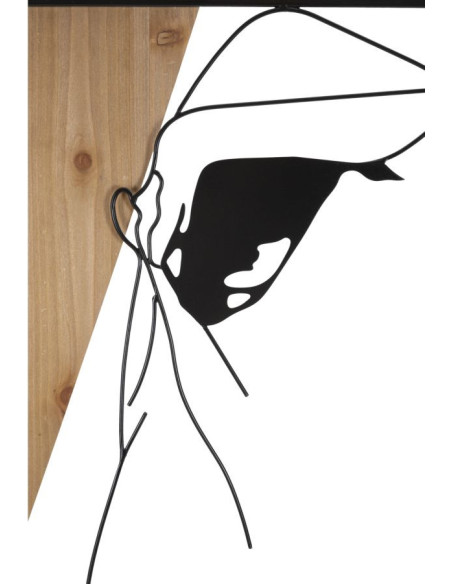 Déco murale moderne Femme Effeuillage 50x90 en Métal Noir Bois Naturel Elyra - 2