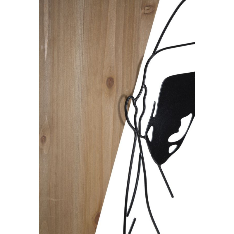 Déco murale moderne Femme Effeuillage 50x90 en Métal Noir Bois Naturel Elyra - 3