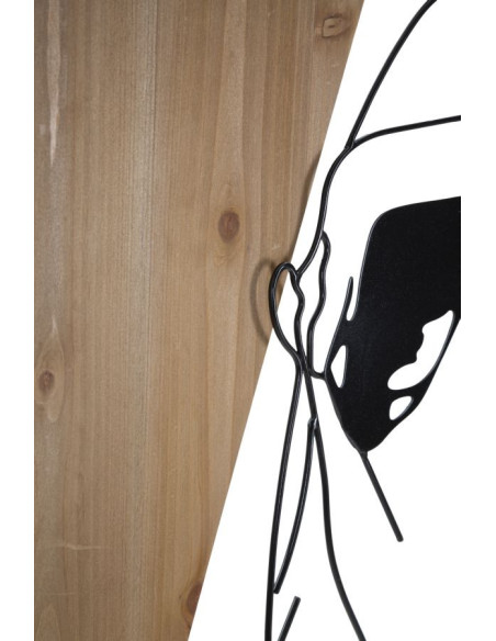 Déco murale moderne Femme Effeuillage 50x90 en Métal Noir Bois Naturel Elyra - 3