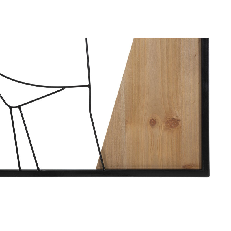 Déco murale moderne Femme Effeuillage 50x90 en Métal Noir Bois Naturel Elyra - 4