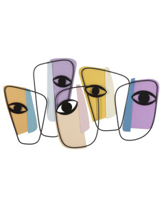 Grande Déco murale originale Yeux 120x72 en Métal Noir Jaune Violet Bleu Varyn 
