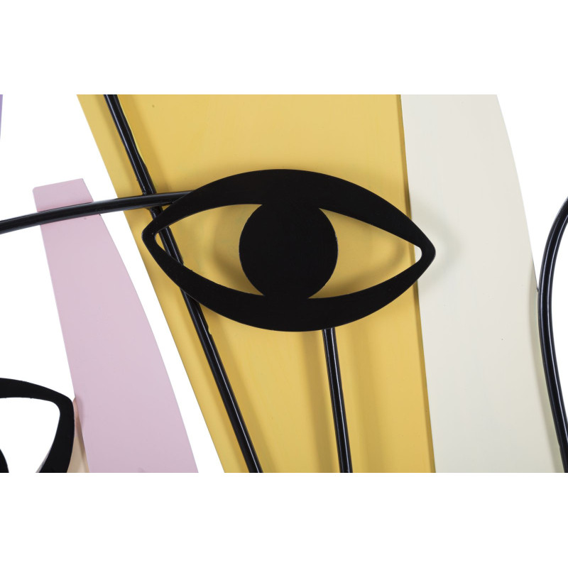 Grande Déco murale originale Yeux 120x72 en Métal Noir Jaune Violet Bleu Varyn 