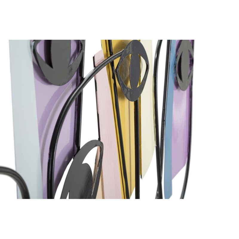 Grande Déco murale originale Yeux 120x72 en Métal Noir Jaune Violet Bleu Varyn 