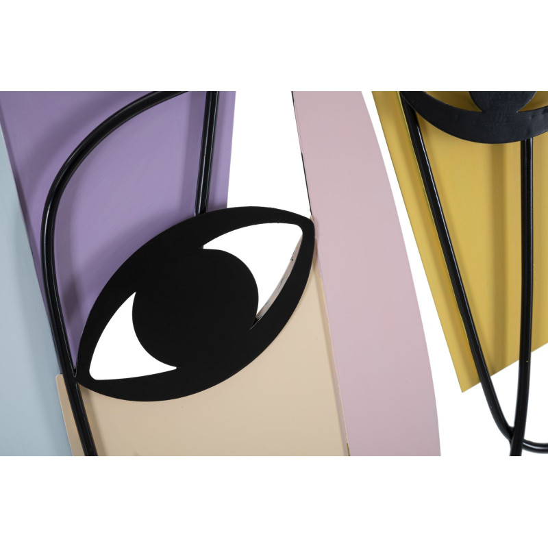 Grande Déco murale originale Yeux 120x72 en Métal Noir Jaune Violet Bleu Varyn 