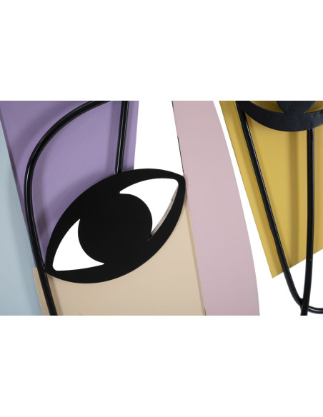 Grande Déco murale originale Yeux 120x72 en Métal Noir Jaune Violet Bleu Varyn 