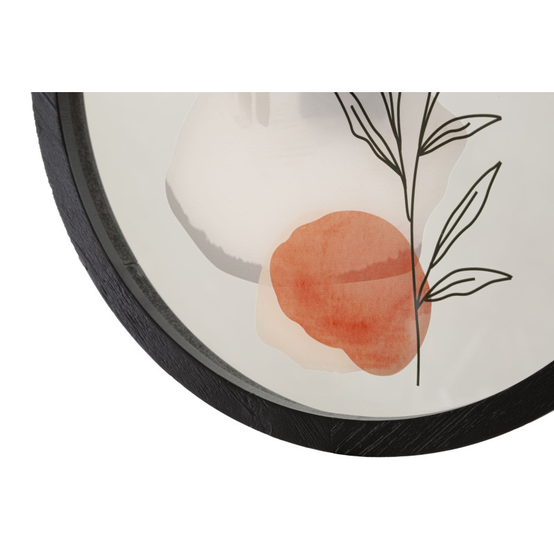 Horloge murale originale Fleur Ronde 40 cm en Bois Noir Verre Orange Beige Fyran 