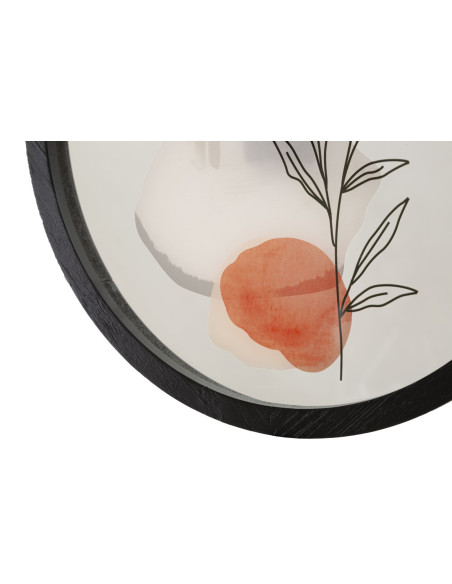 Horloge murale originale Fleur Ronde 40 cm en Bois Noir Verre Orange Beige Fyran 